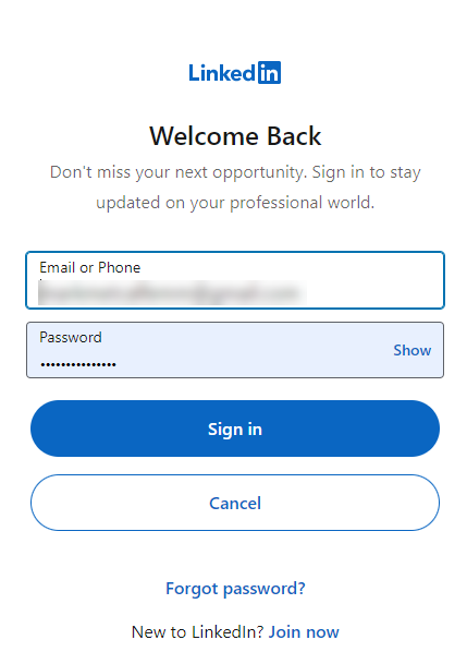 Linkedin login