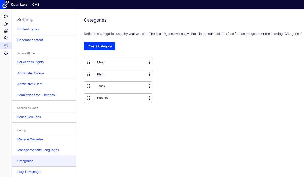 Category settings
