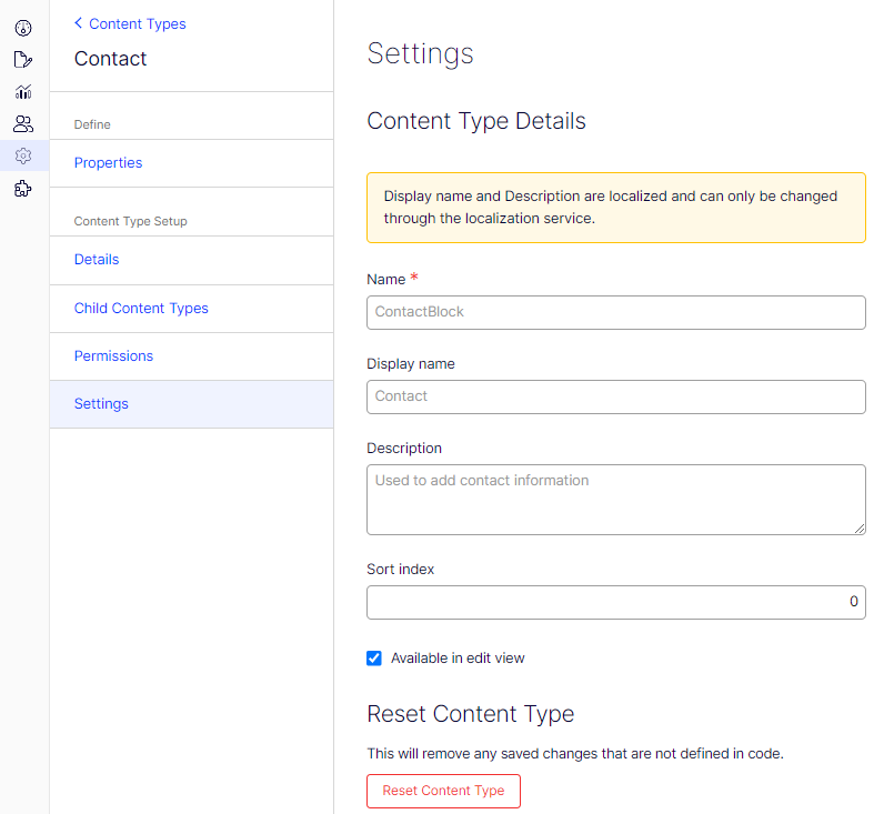 Edit the settings for an existing block type