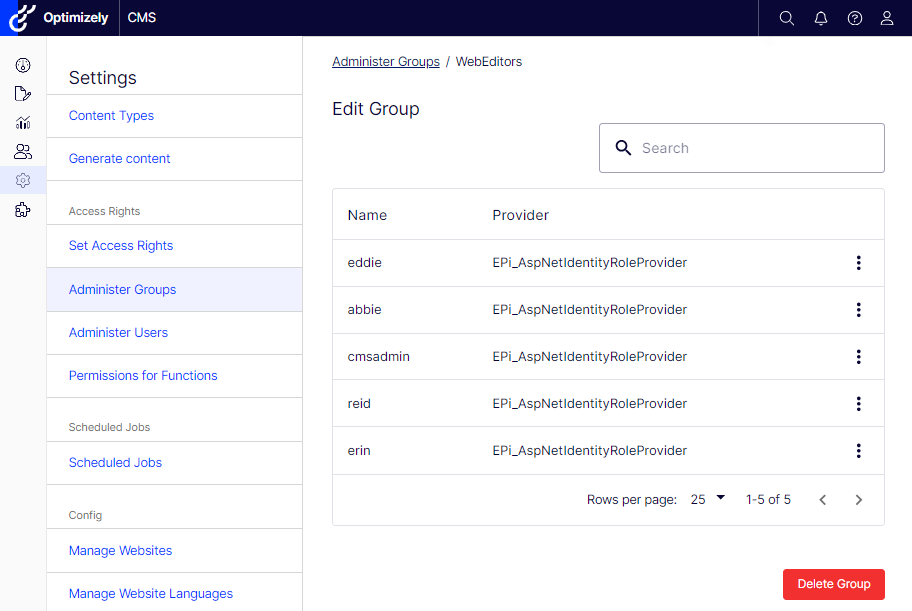 View groups as Admin