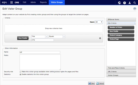 Manage audiences user interface for CMS 11
