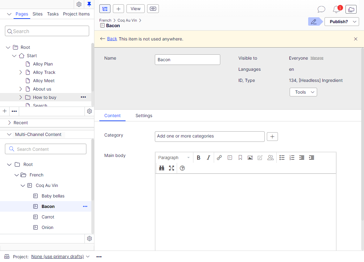 multi-channel content view