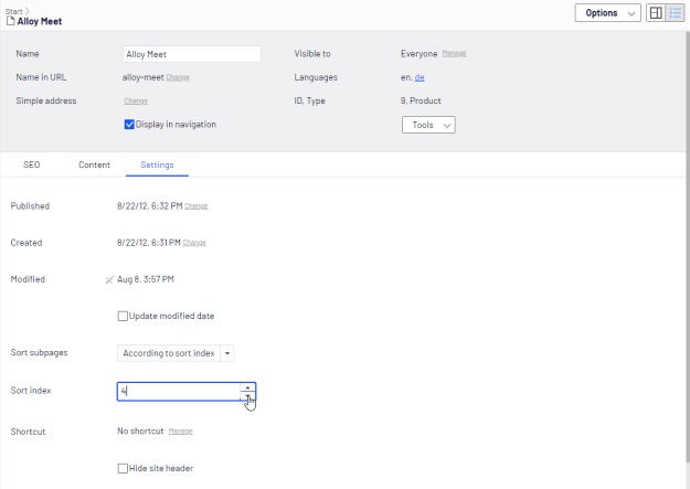Sort according to sort index manually