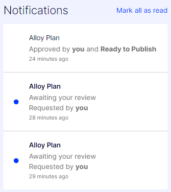 The bell icon in the toolbar displays the number of notifications
  you have