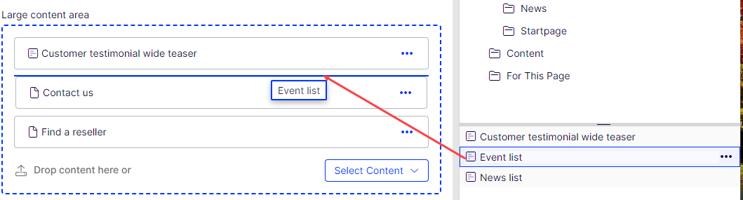 add blocks to a content area in the All Properties view