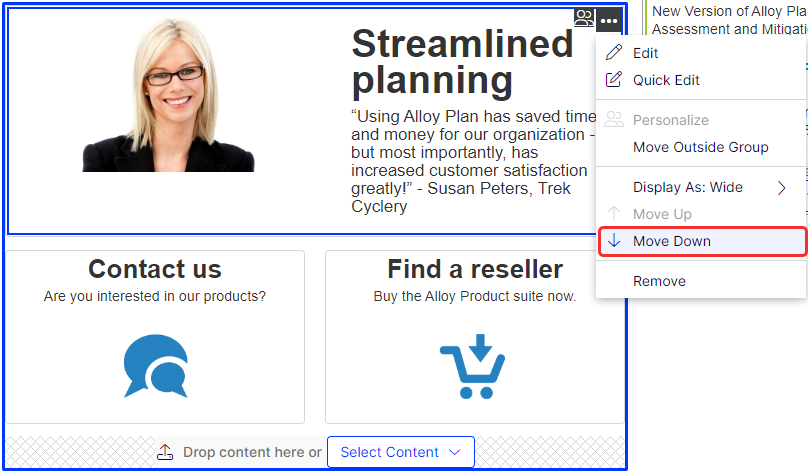 Arrange blocks in a content area