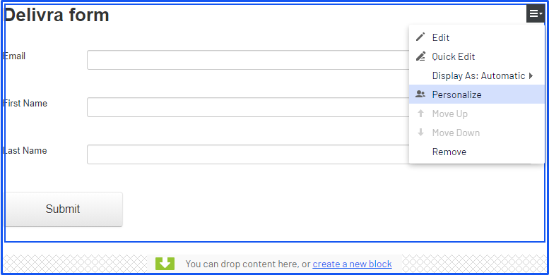 Personalize Delivra form