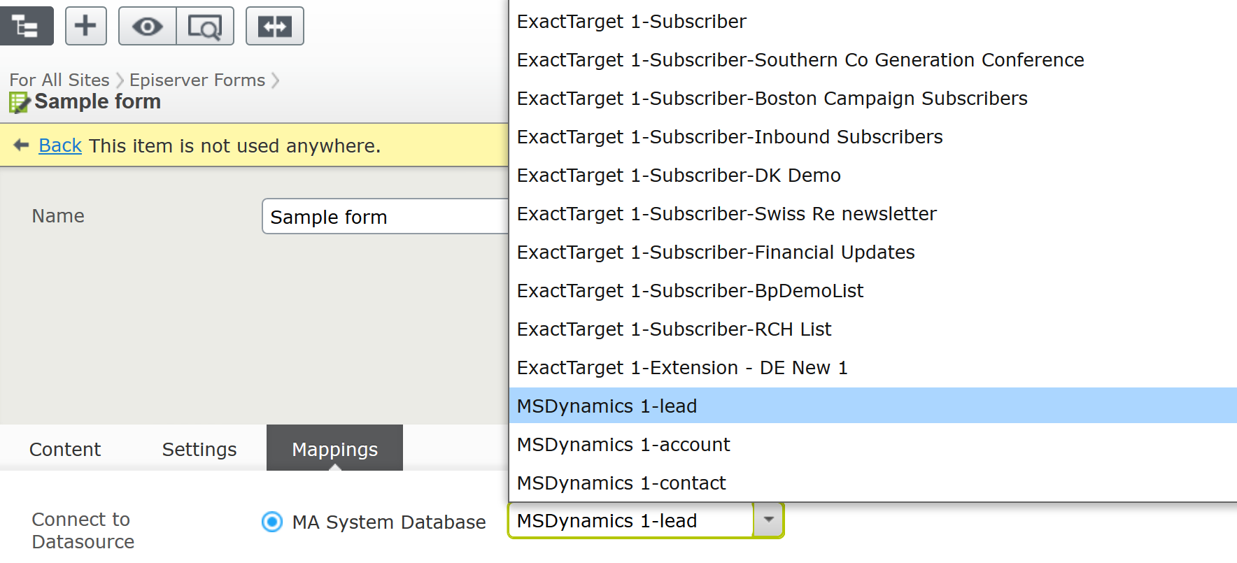 Select the database