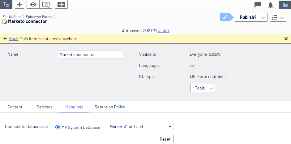Mapping a Marketo database field to a form field