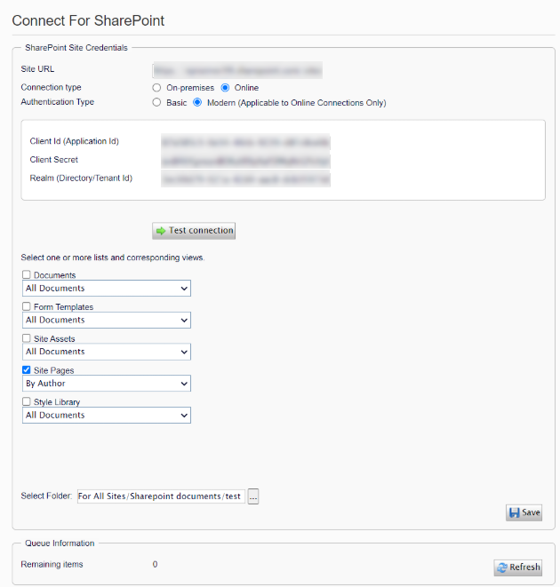 Select the SharePoint views from which you want to copy the files.