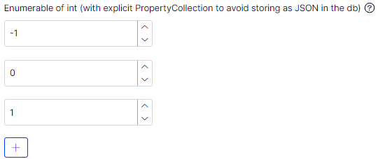 Enumerable of int List type (with PropertyCollection)