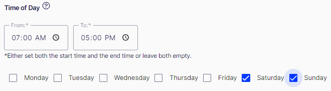 Time of day Criteria