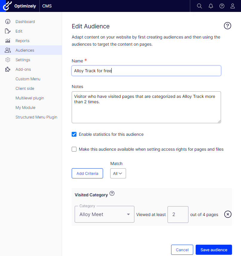 Change audience