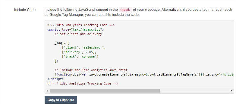 Image: Tracking JavaScript view: Include code
