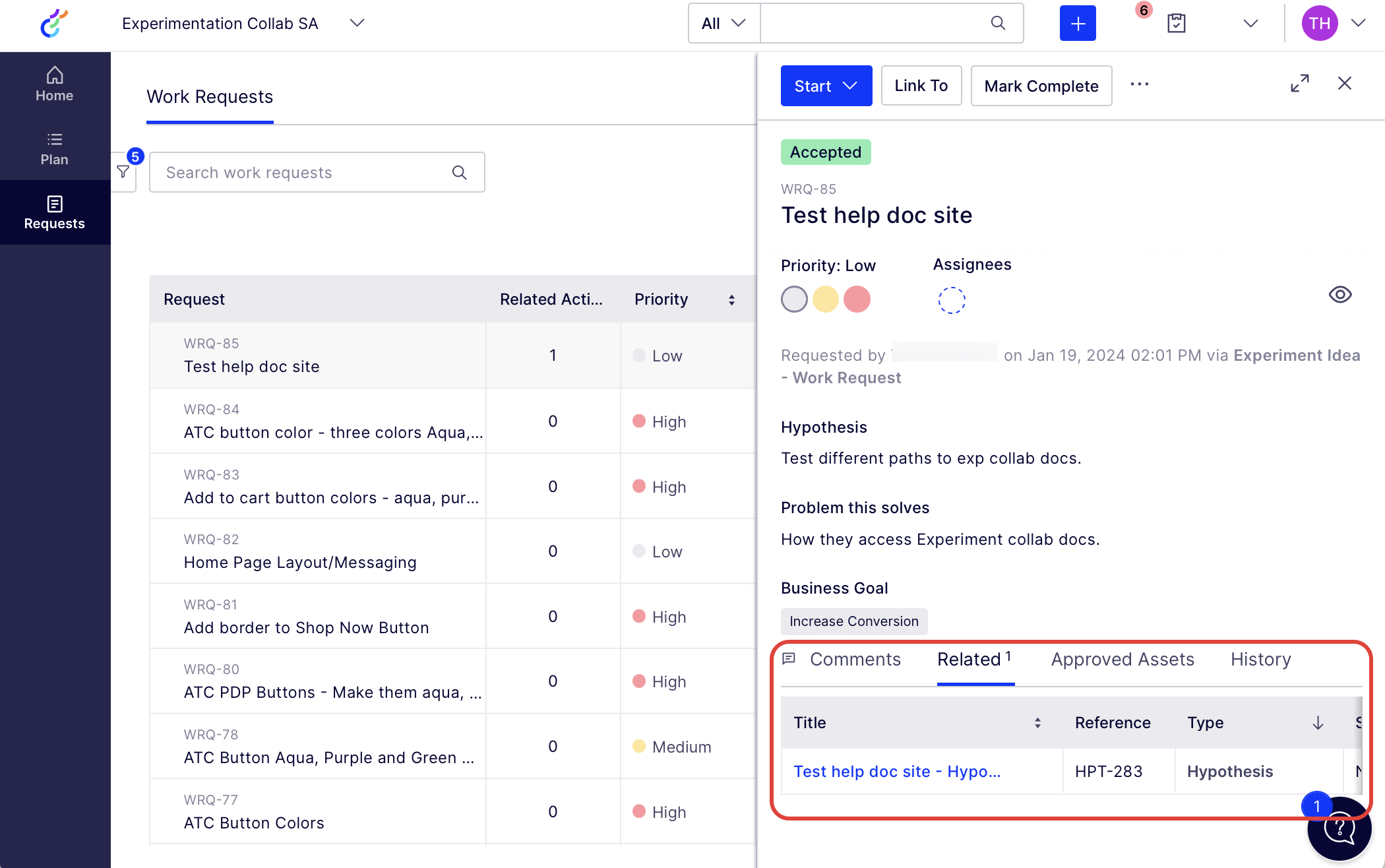hypothesis link on the original request