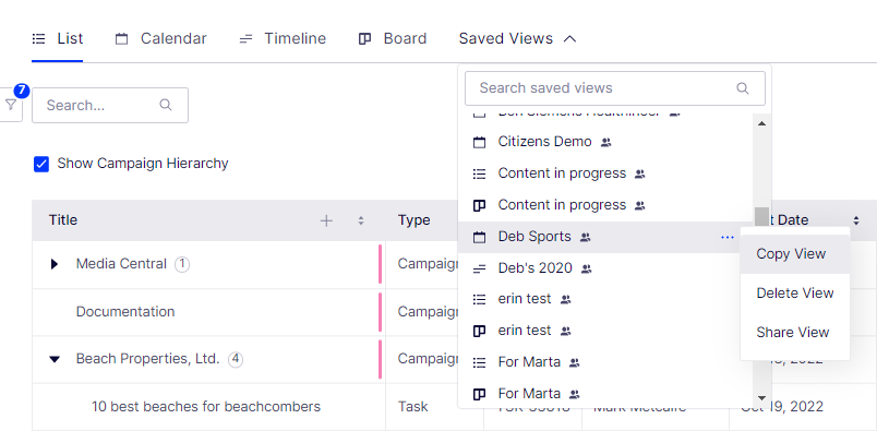 Saved filter views for Collaboration – Support Help Center