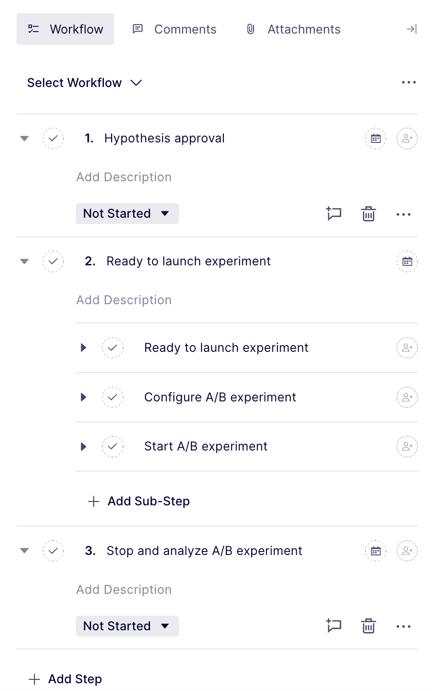 newly created completed workflow