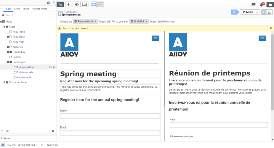 Creating language versions using projects