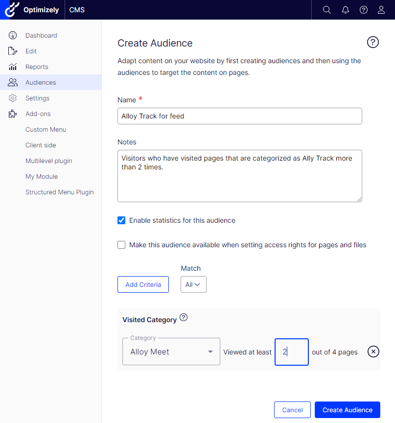 Create an audience