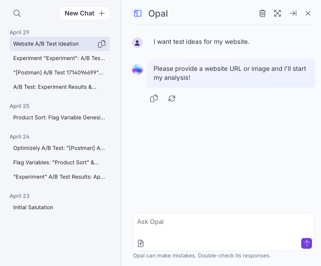 Opal chat UI