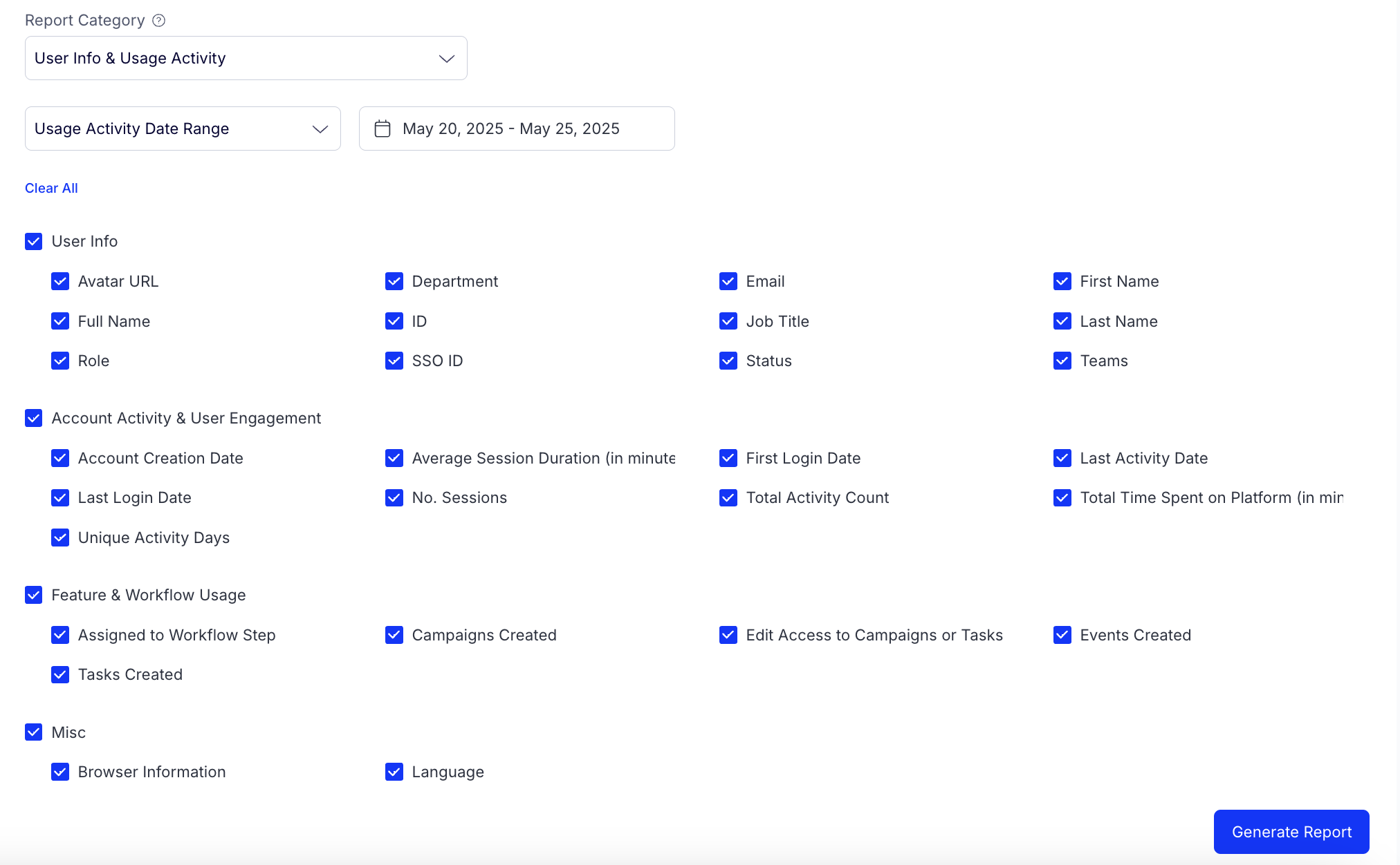 Generate usage report.png