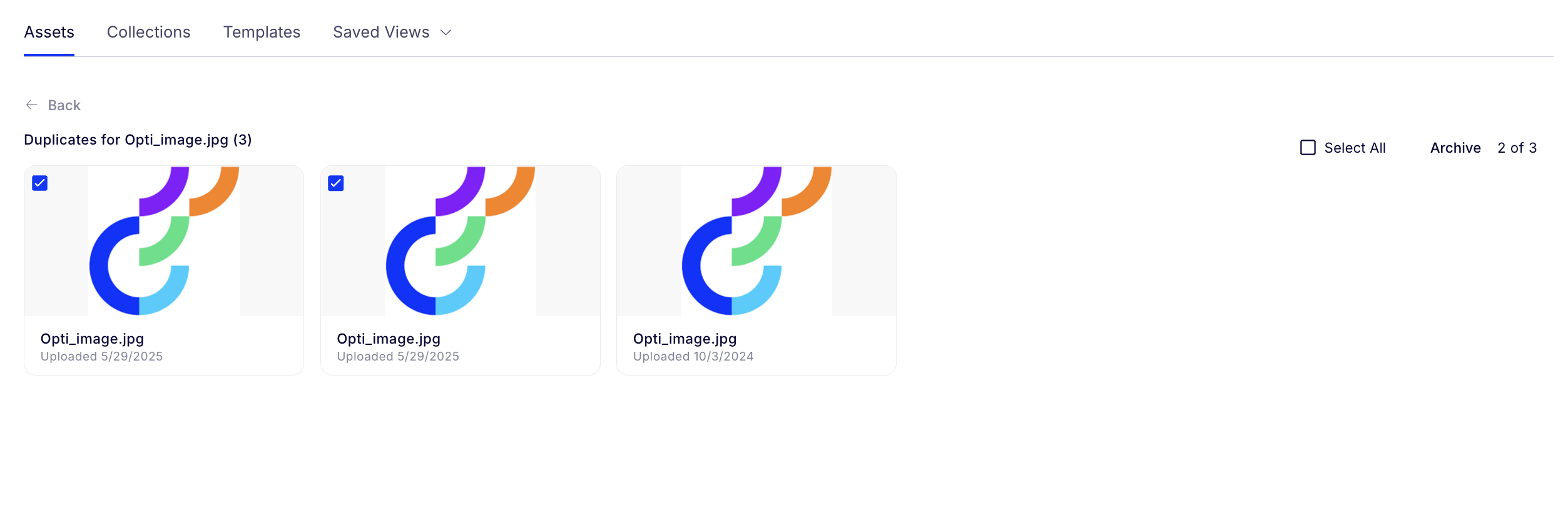 Select duplicate assets to archive.png