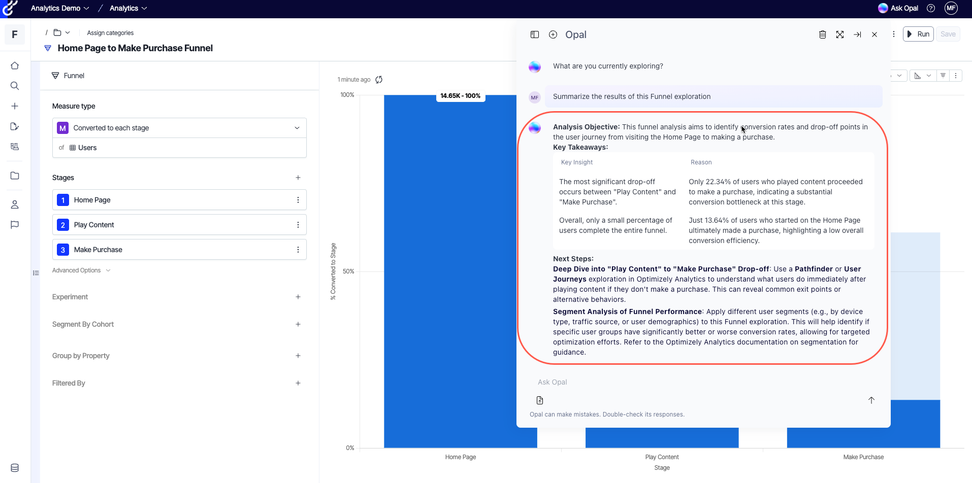 Opal chat in analytics