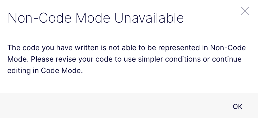 Non-Code Mode message