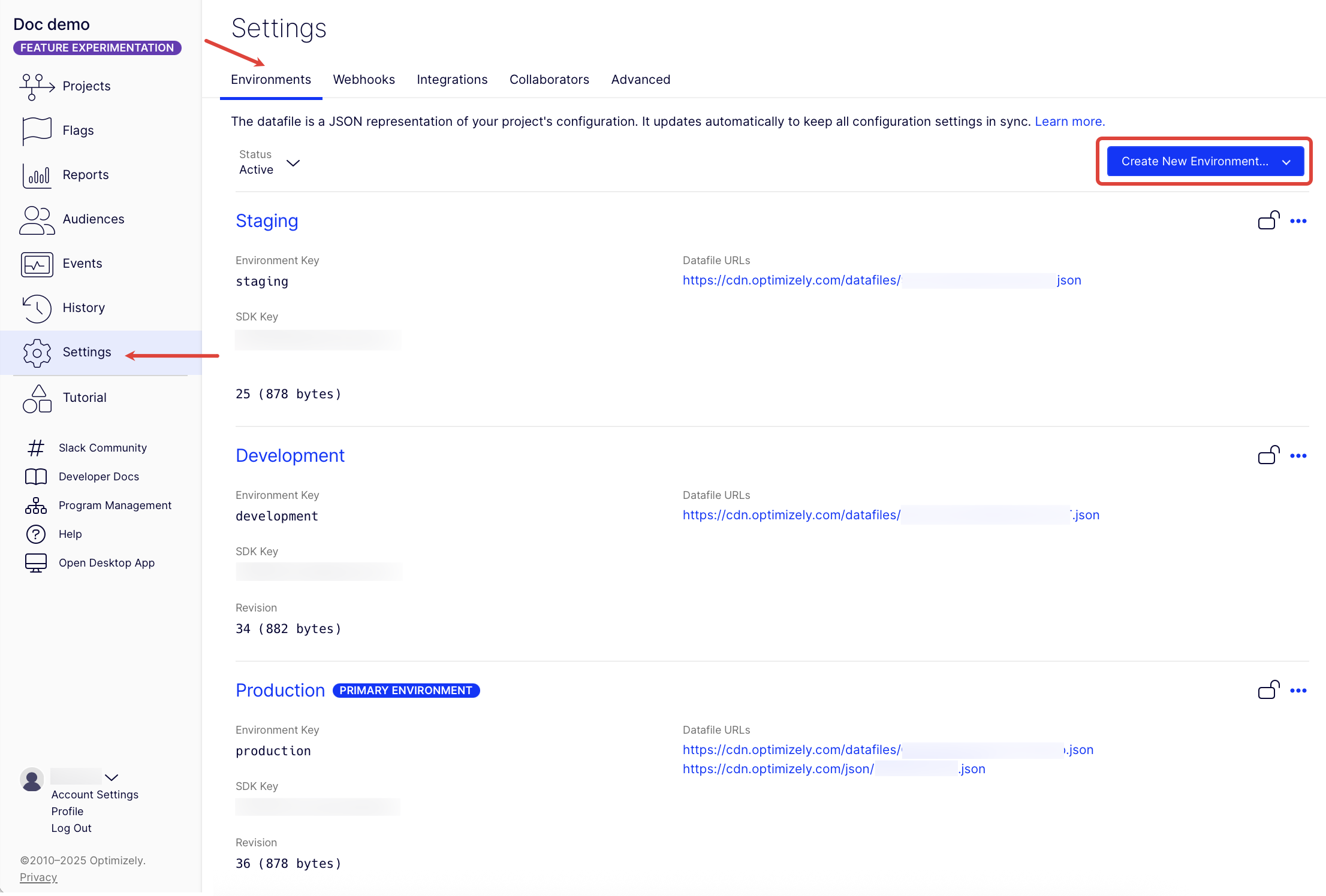 Click Create new environment