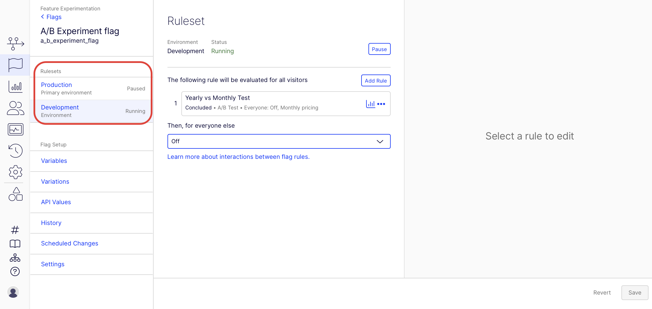 Production and Development default environments