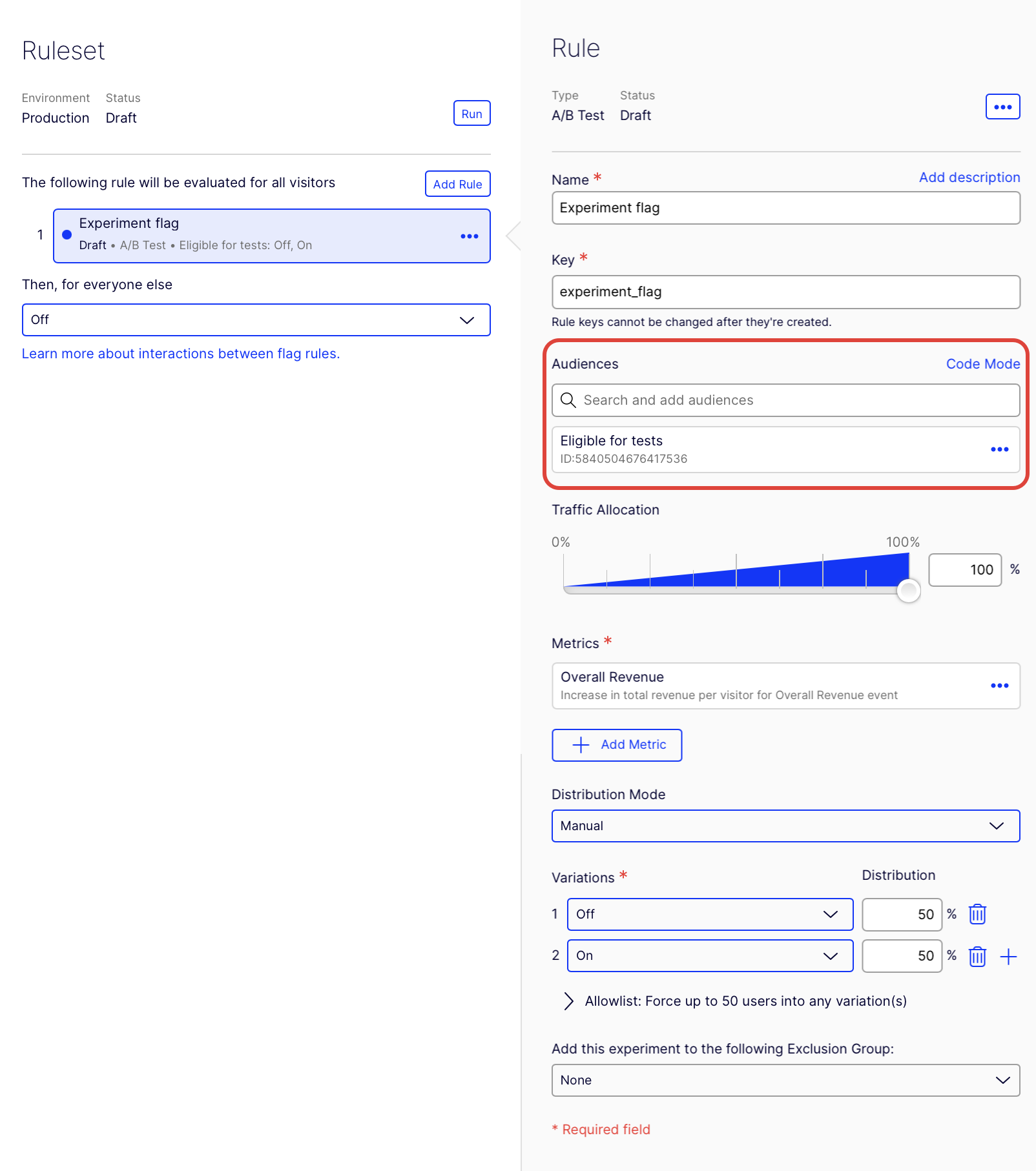 Eligible for tests audience