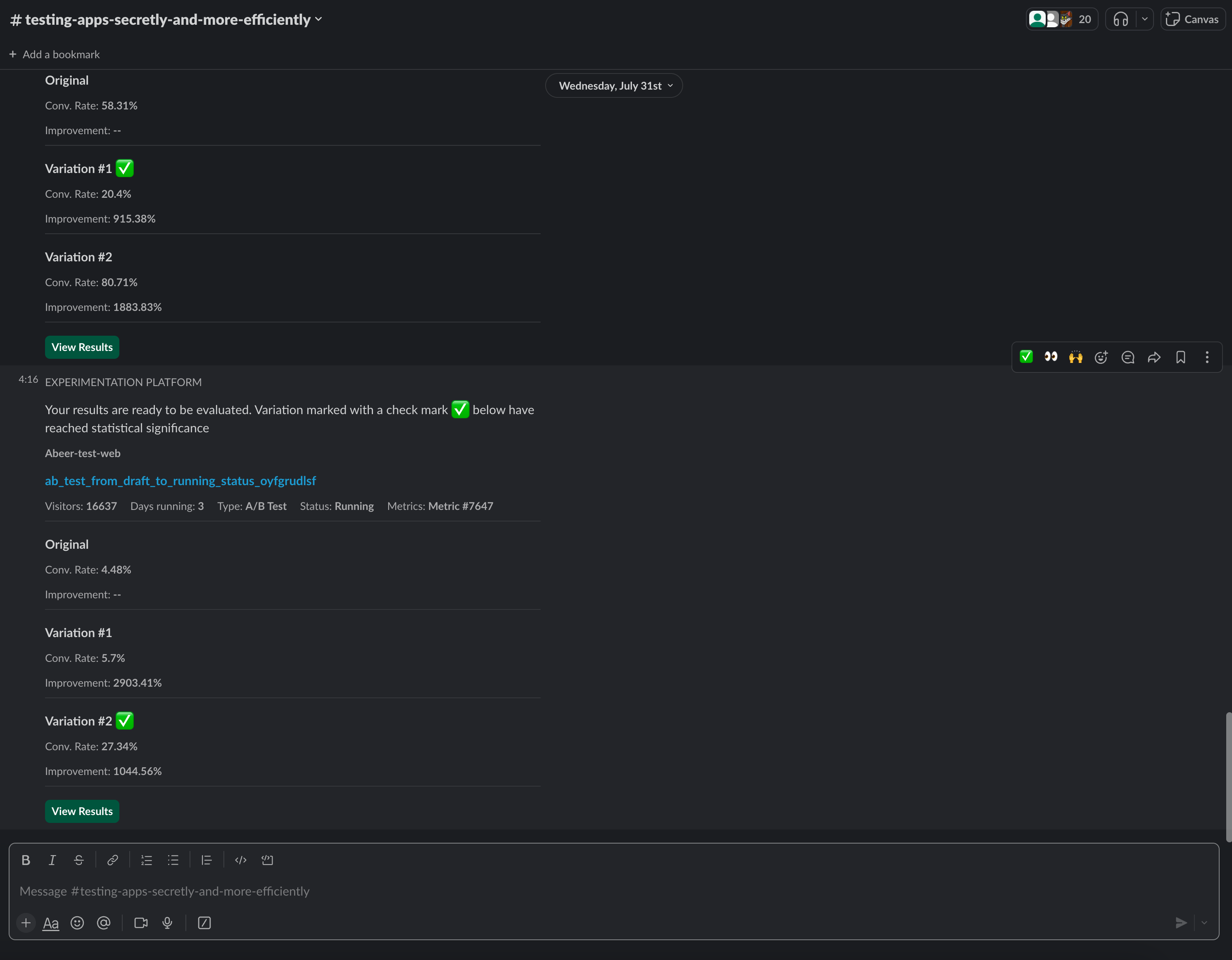 Statistical Significance message