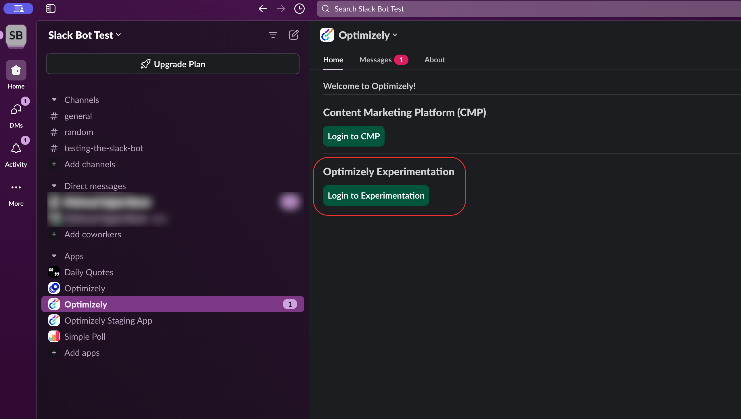 Login to Experimentation