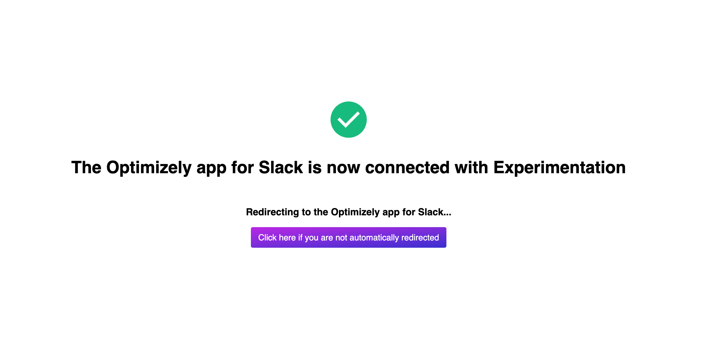 Connection success message