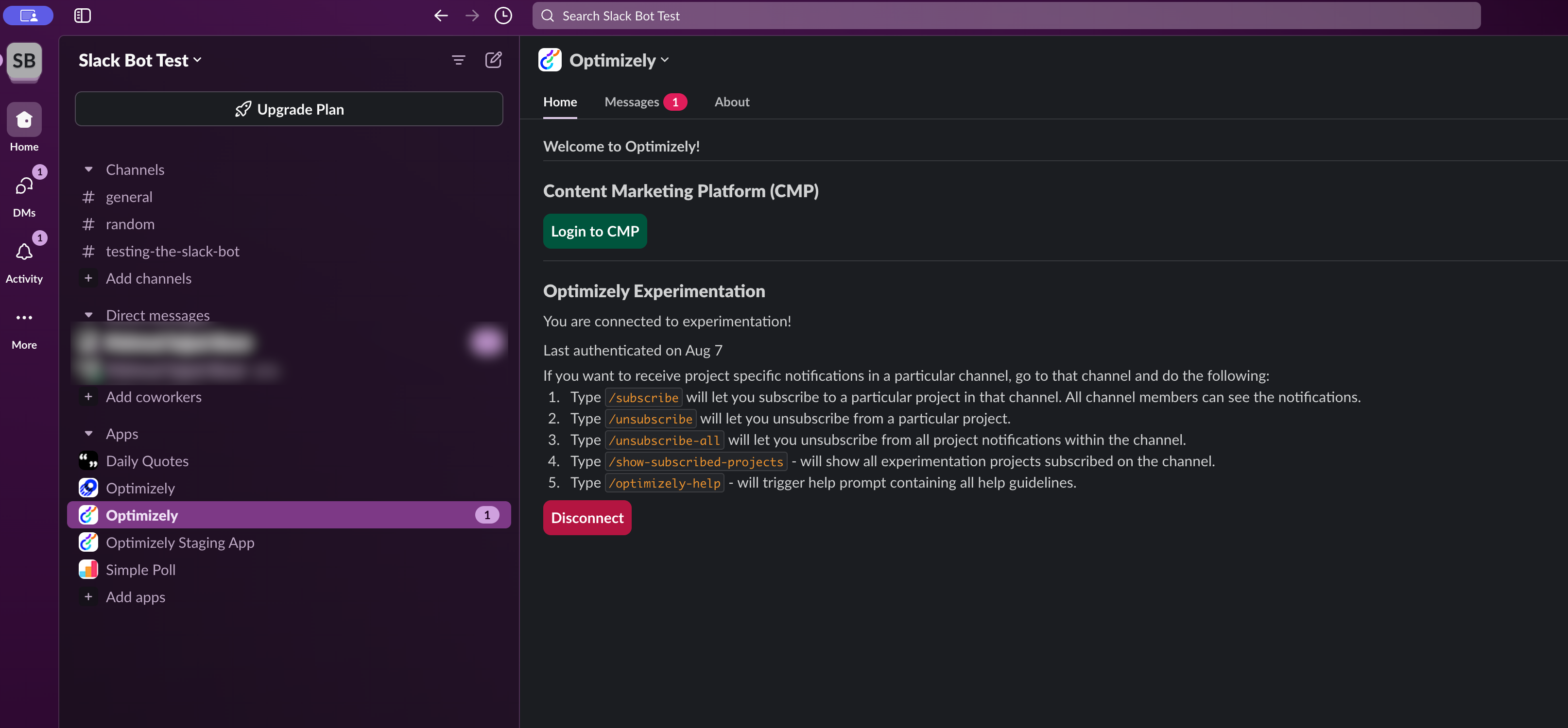 Successful slack integration configuration