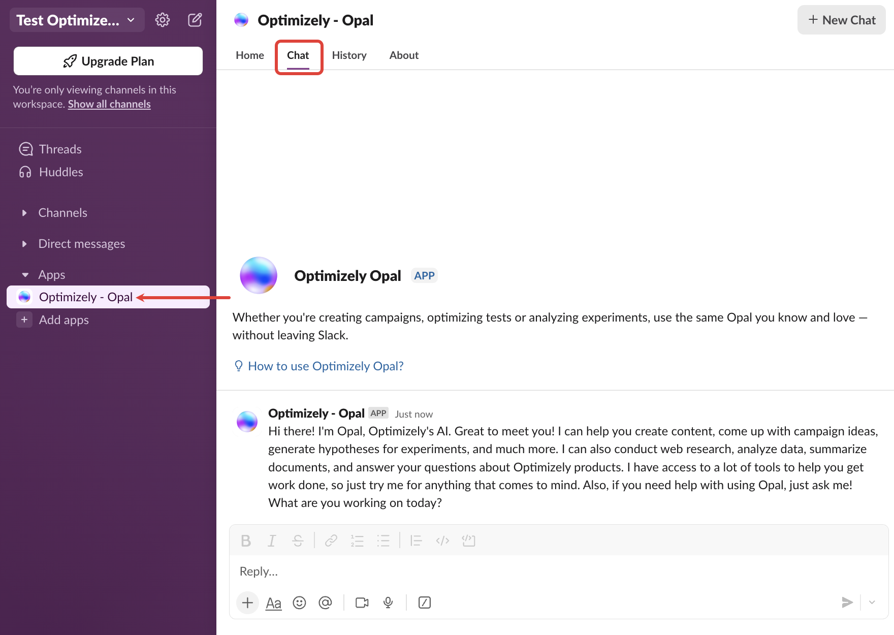 Chat with Opal in Slack