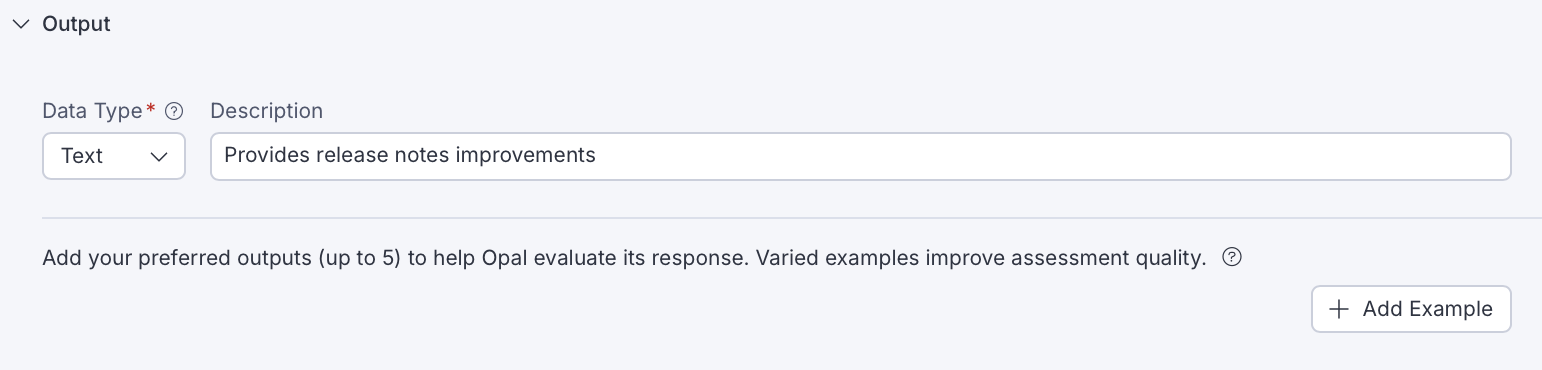 Output section in a specialized agent