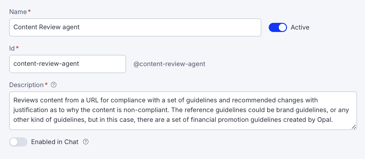 Content Review agent details section