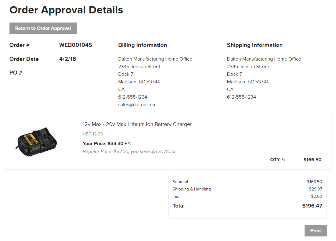 Order confirmation