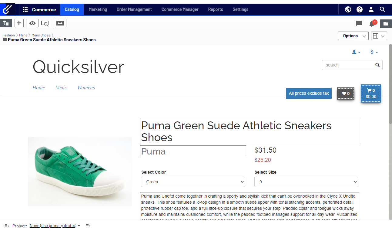 Image: Commerce sample site