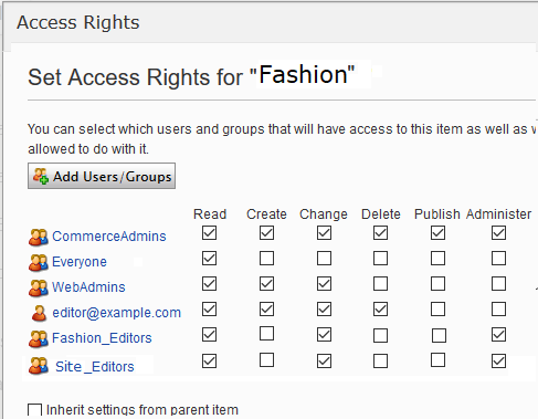 Image: Controlling access to catalogs and categories