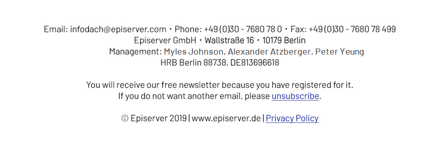 Image: Example newsletter footer
