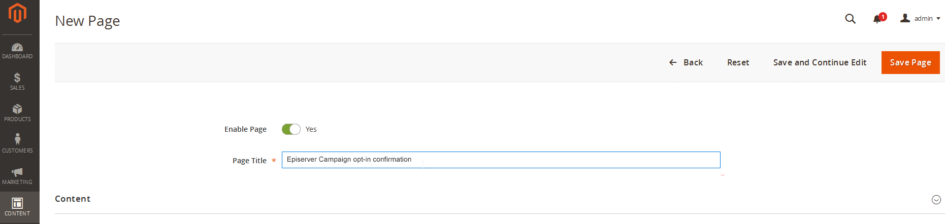 Image: Page Title field