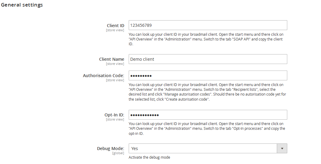 Image: General settings