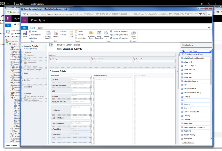 Image: Select Custom fields filter