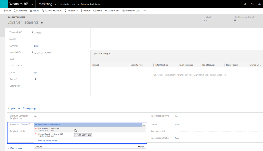 Image: Select marketing permission