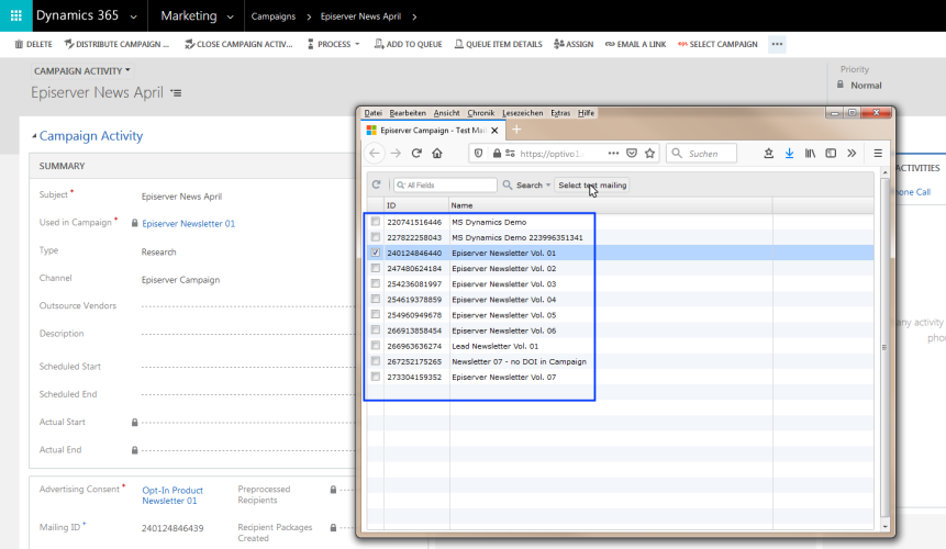 Image: Select mailings