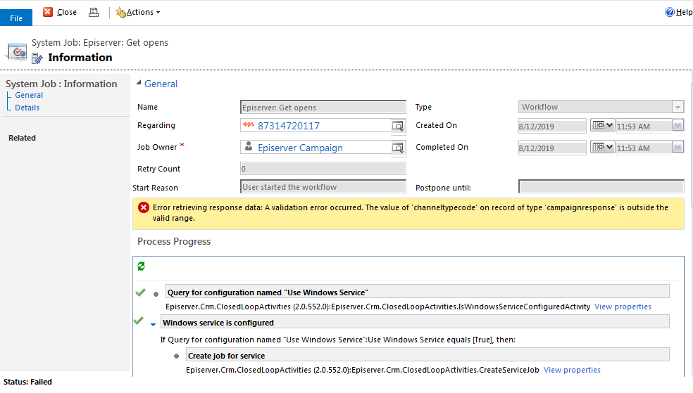 Image: Workflow error details