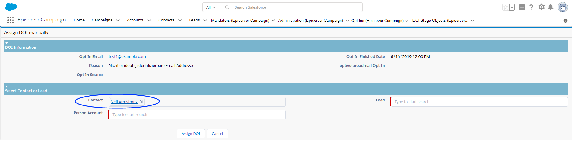 Image: Select contact or lead