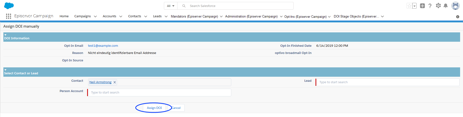 Image: Assign double opt-in